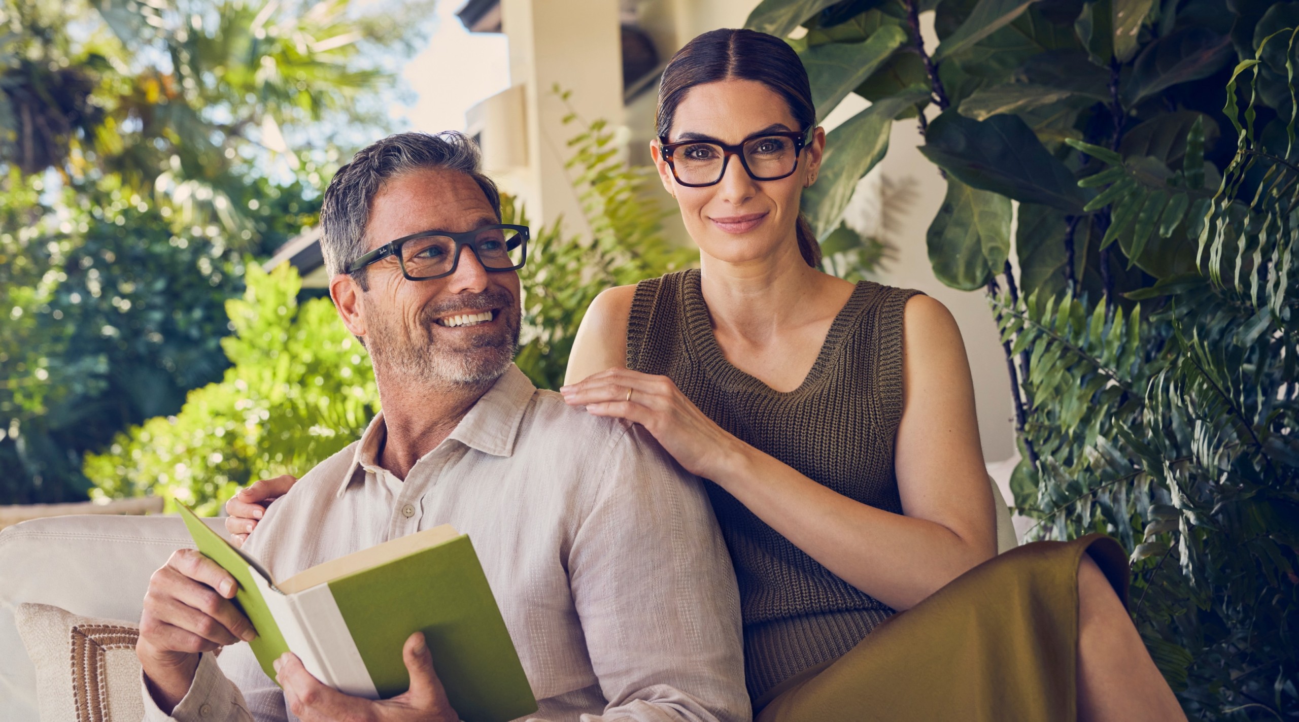 Man and woman wearing glasses